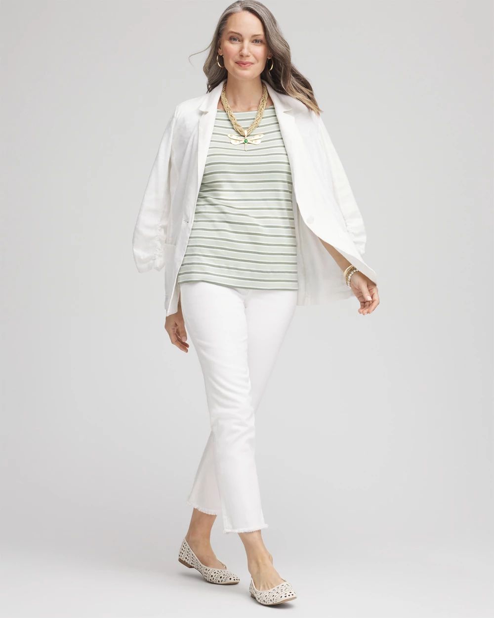 Striped Pima Bateau-Neck Tee click to view larger image.