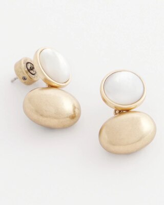 White & Gold Mini Stud Earrings click to view larger image.