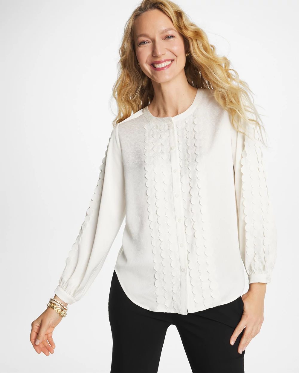 Laser Cut Crinkle Blouse