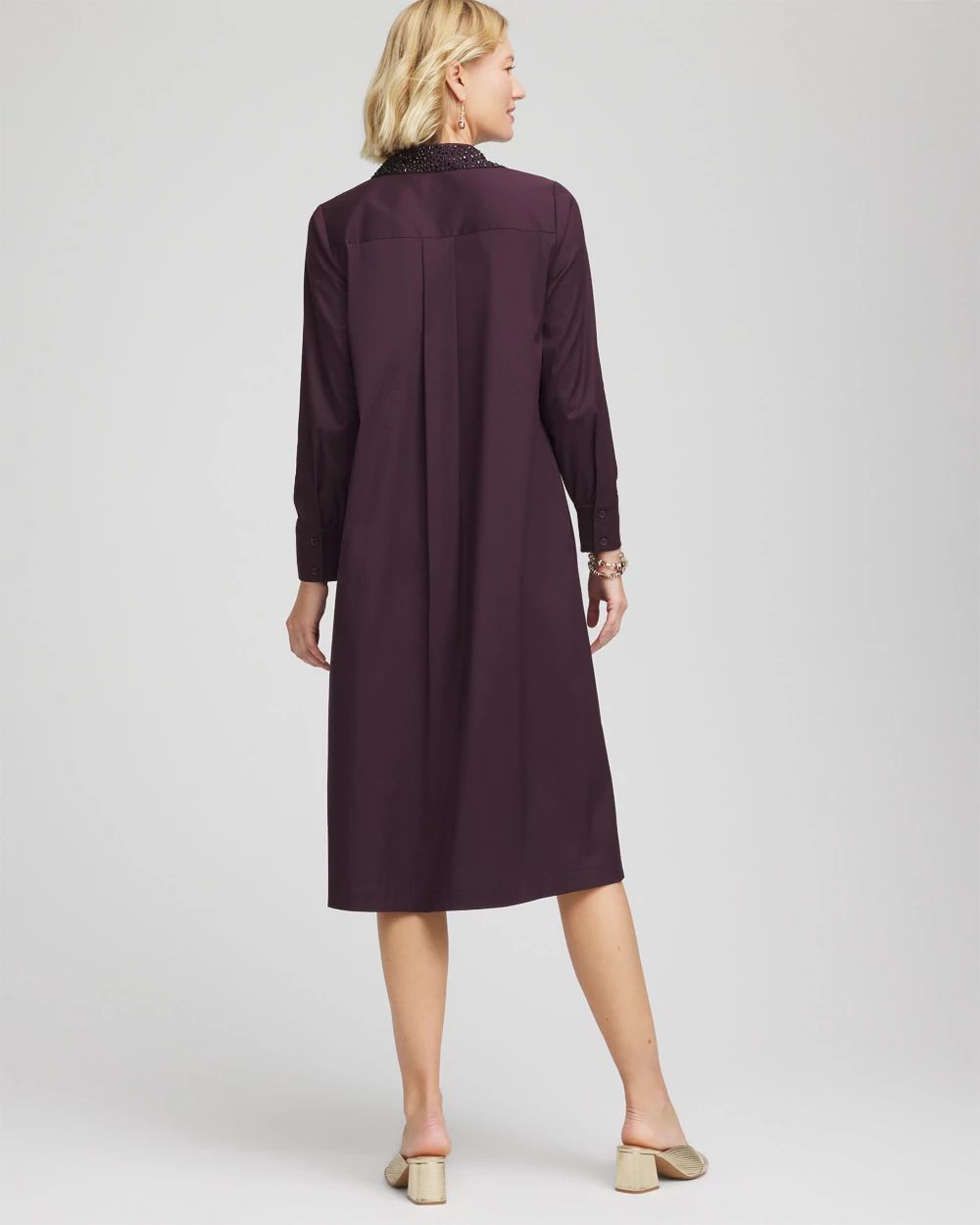 Sequin Collar Midi Shirtdress click to view larger image.