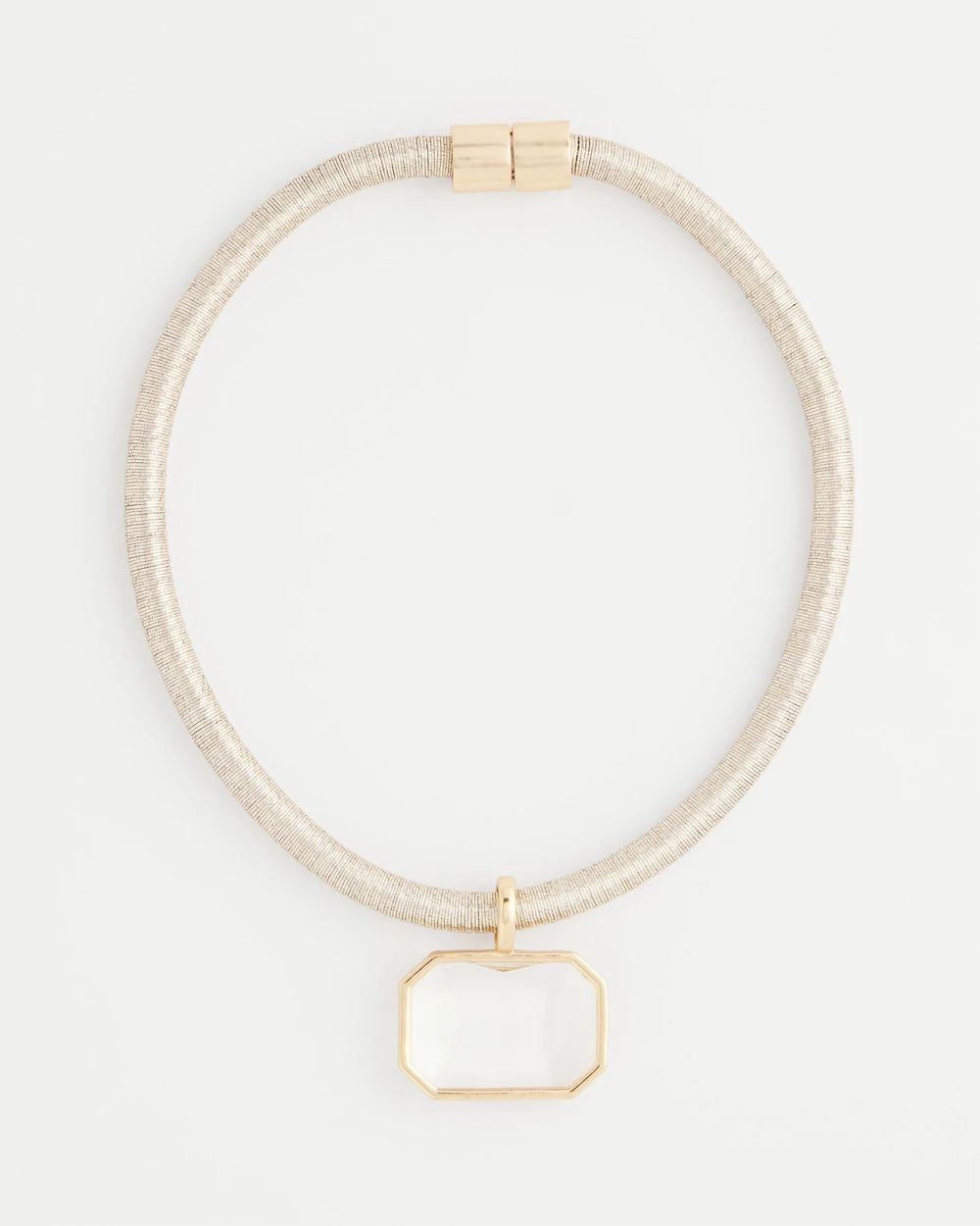 Goldtone Glass Gem Pendant Cord Necklace