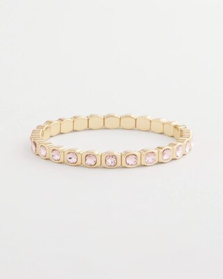 Small Pink Faceted Gem Stretch Bracelet