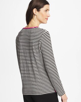 Zenergy® Striped Jacquard Contrast Pullover Top click to view larger image.