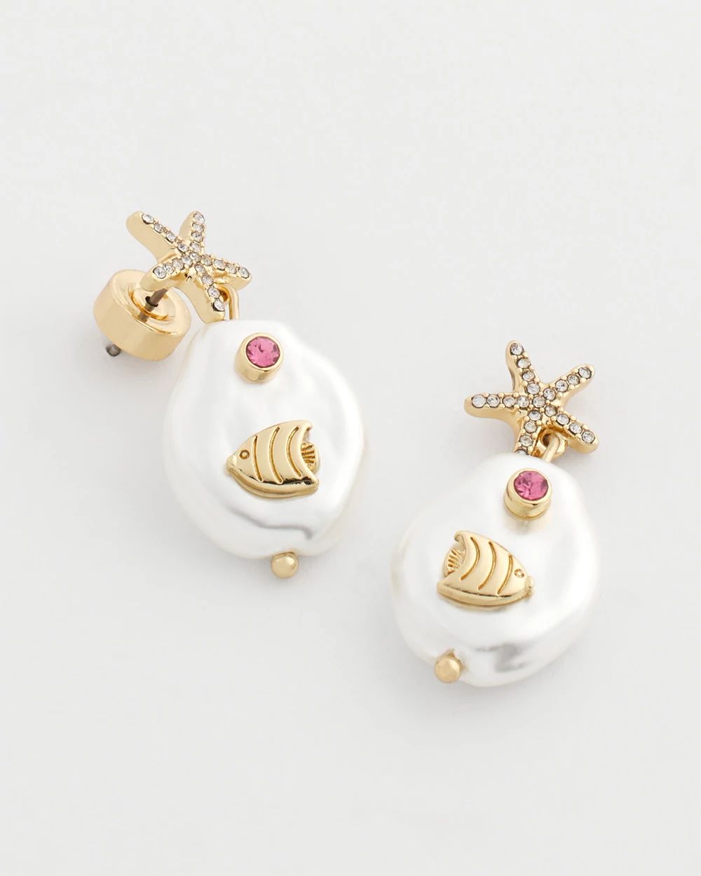 No Droop® Pearl-Effect Starfish Earrings