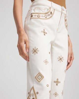 Embellished Girlfriend Slim Ankle Jeans click to view larger image.