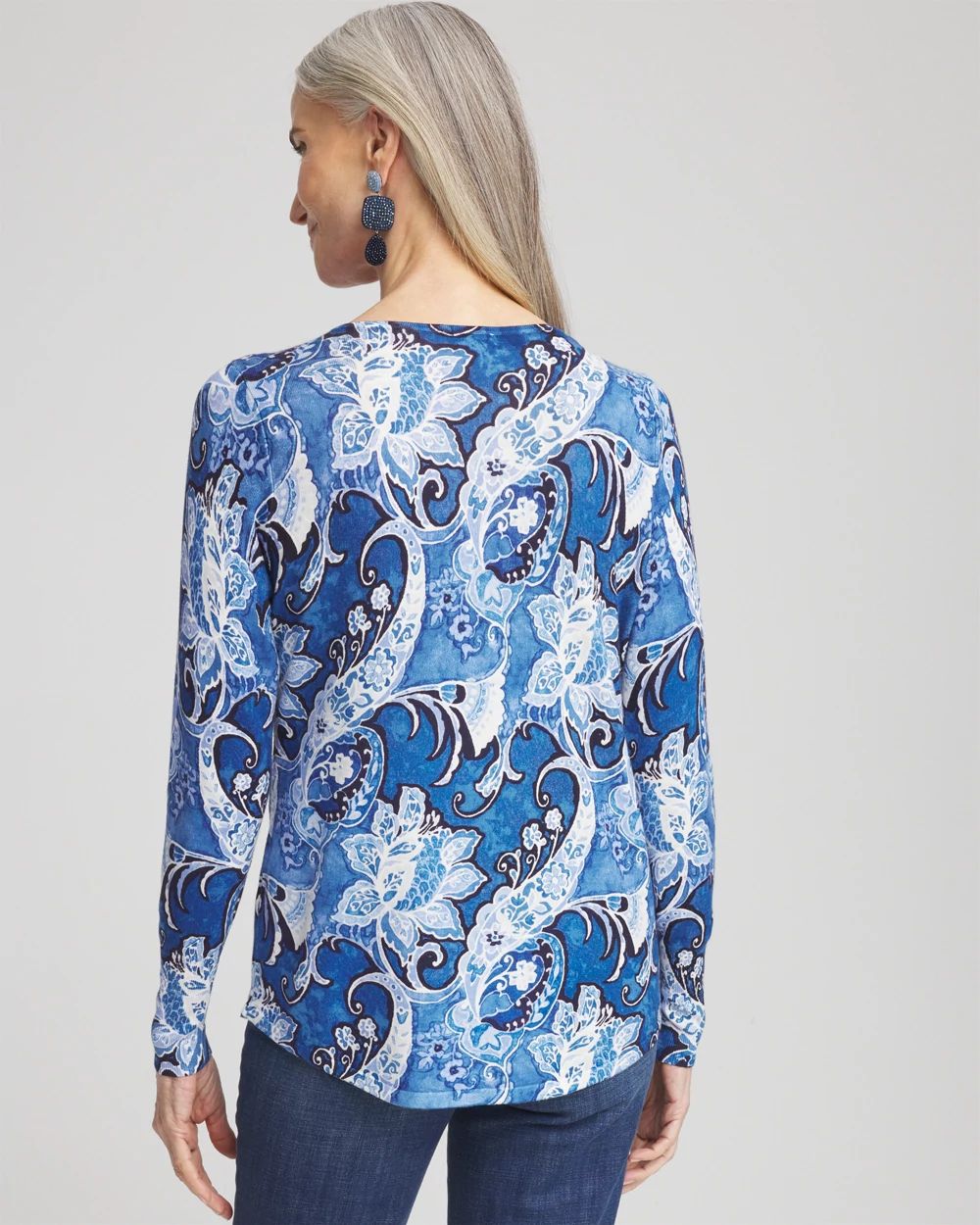 Paisley V-Neck Pullover Sweater