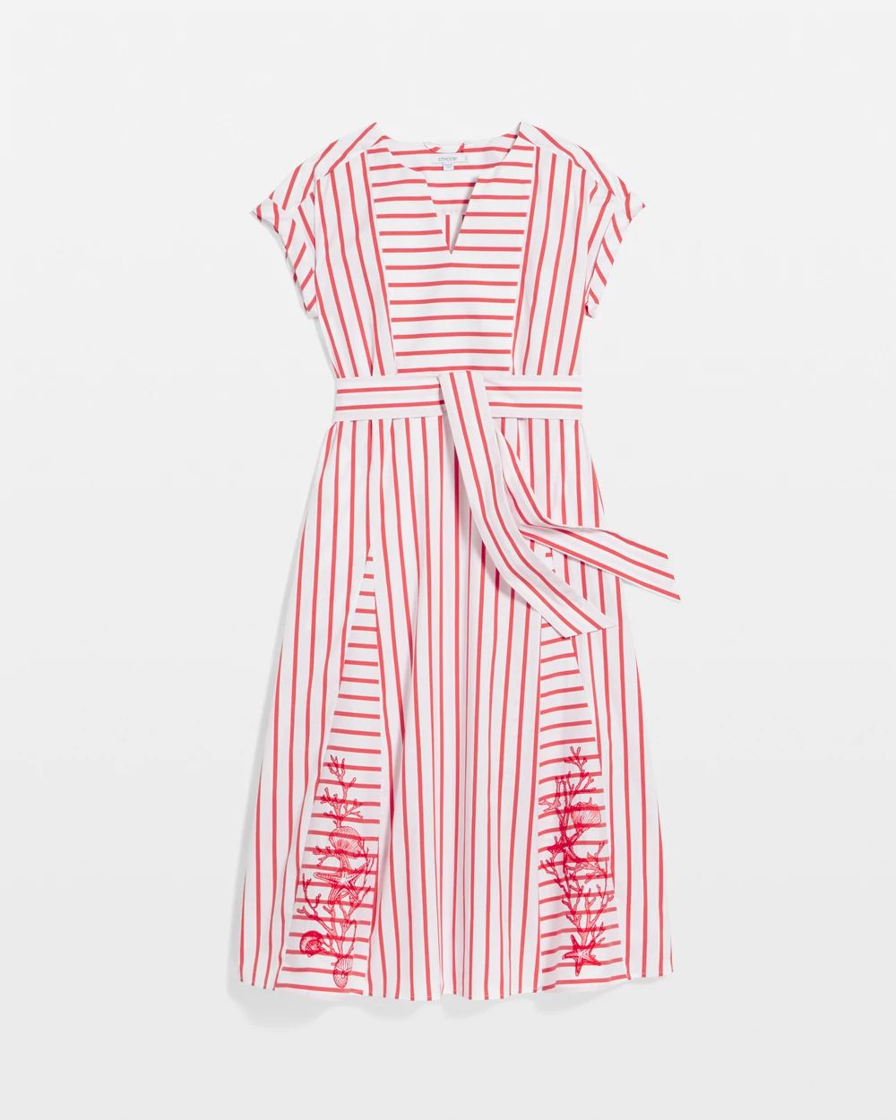 Embroidered Godet Striped Maxi Dress click to view larger image.