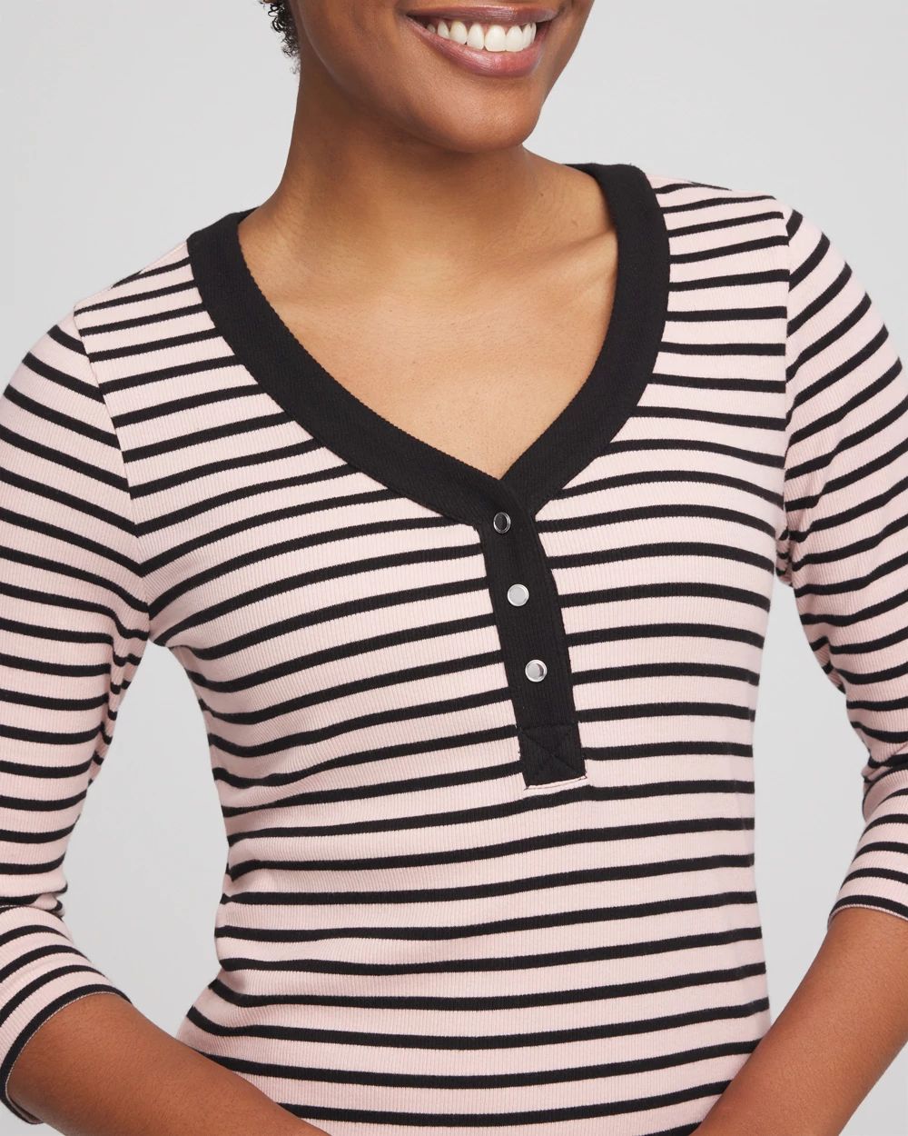 Zenergy® Ribbed Striped Henley Tee
