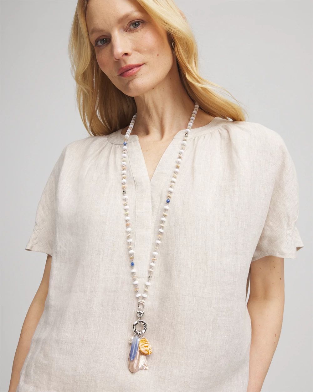 Seashell Beaded Pendant Necklace