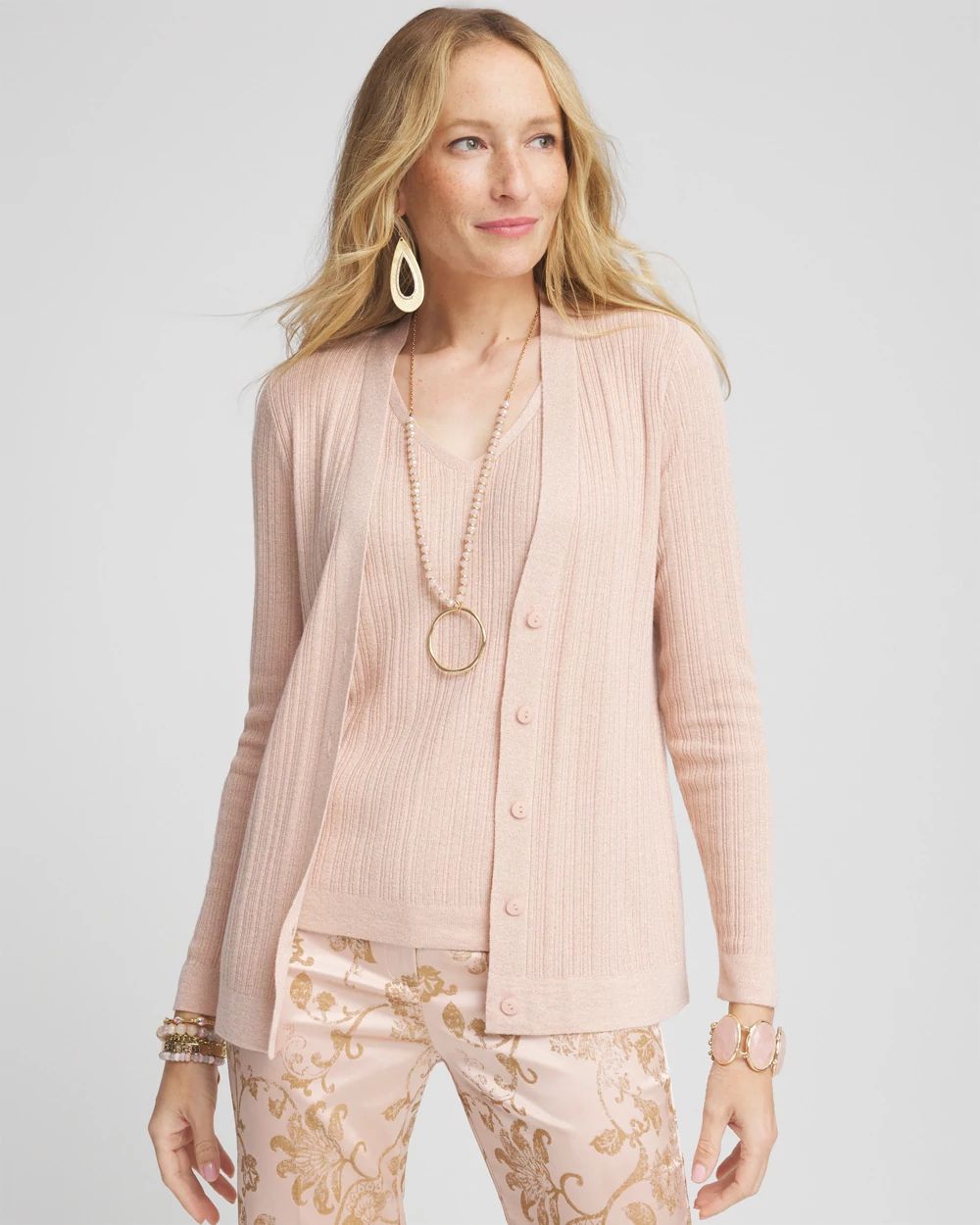 Lurex Ribbed Cardigan