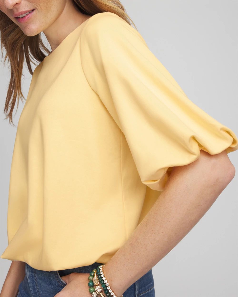 Bubble Hem Pleated Cotton Top