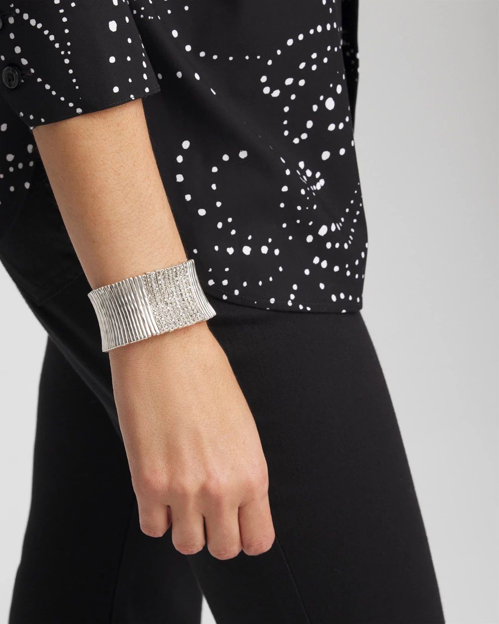 Silver Pave Slice Bracelet