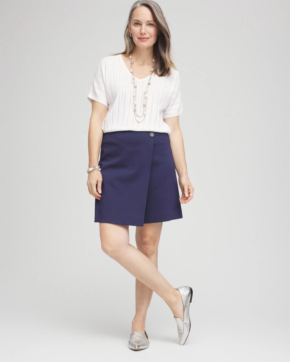 Brigitte™ Pull-On Asymmetrical Wrap Skort