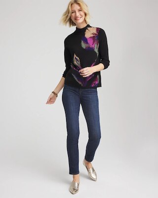 Ella Mockneck Jacquard Pullover Sweater click to view larger image.