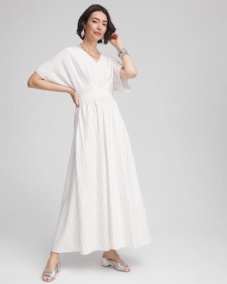 Petite Metallic Striped Maxi Dress click to view larger image.