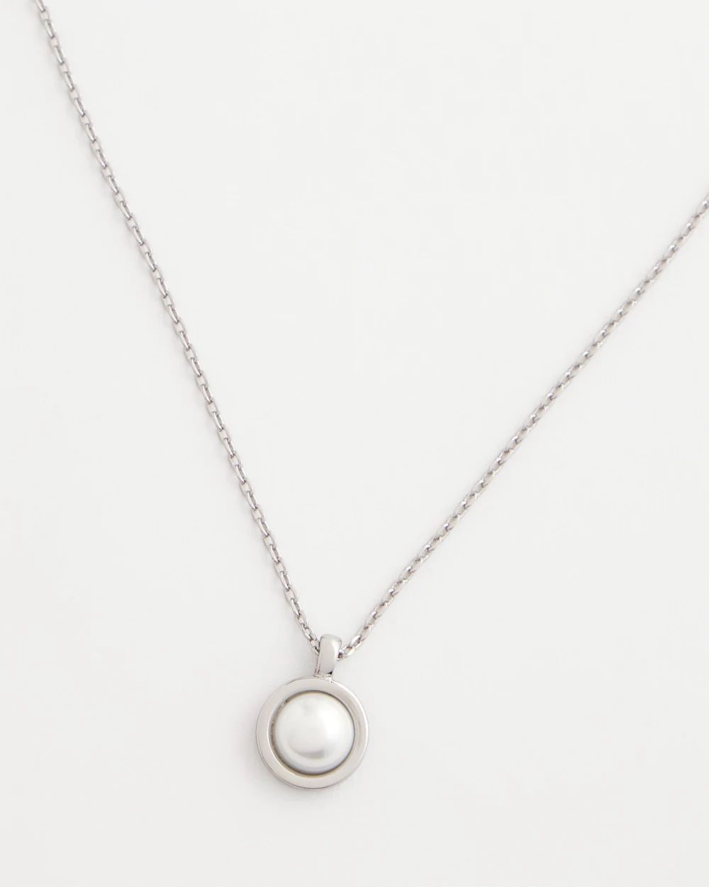 Silver Pearl Single Strand Necklace