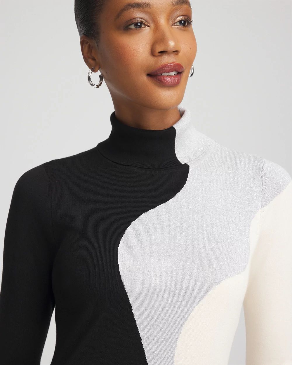 Ella Turtleneck Intarsia Sweater click to view larger image.