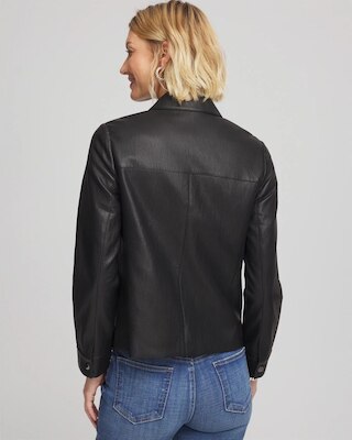 Snap Front Faux Leather Jacket click to view larger image.