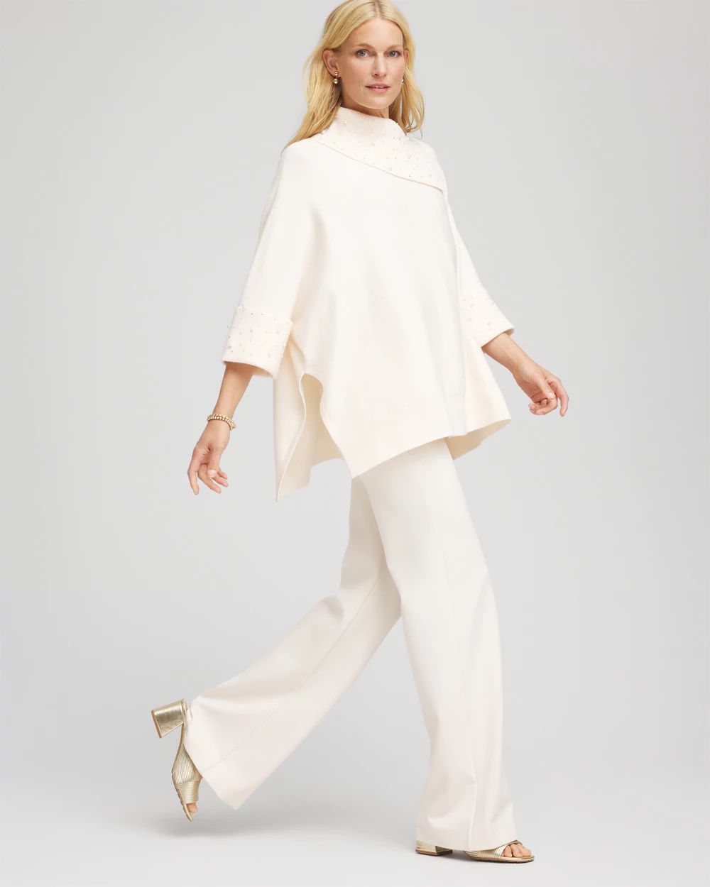 Embellished Sweater Poncho