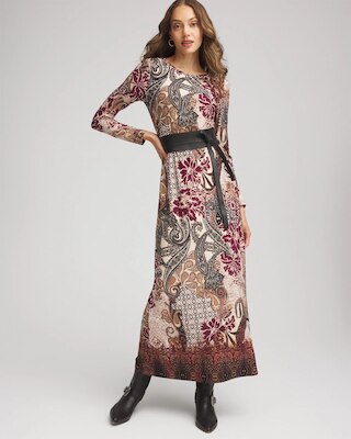 Patchwork Boatneck Column Maxi Dress click to view larger image.