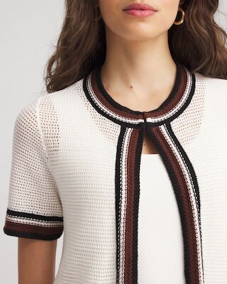 Pointelle High-Style Short-Sleeve Cardigan click to view larger image.