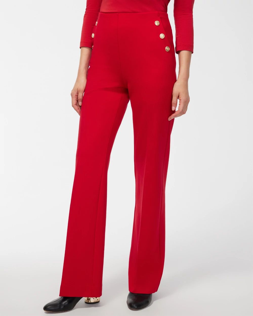 Ponte Button Flare Pants