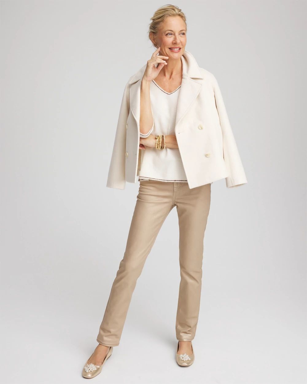 Contrast Stitch V-Neck Sweater click to view larger image.