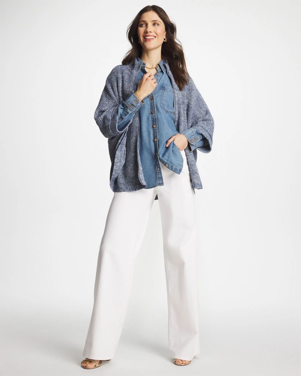 Rounded Hem Zip-Front Ruana