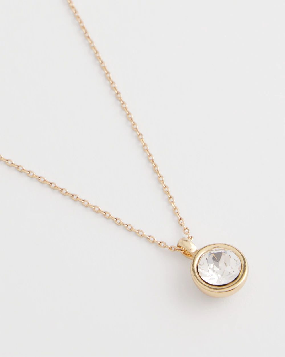 Bezel Set Pendant Goldtone Necklace