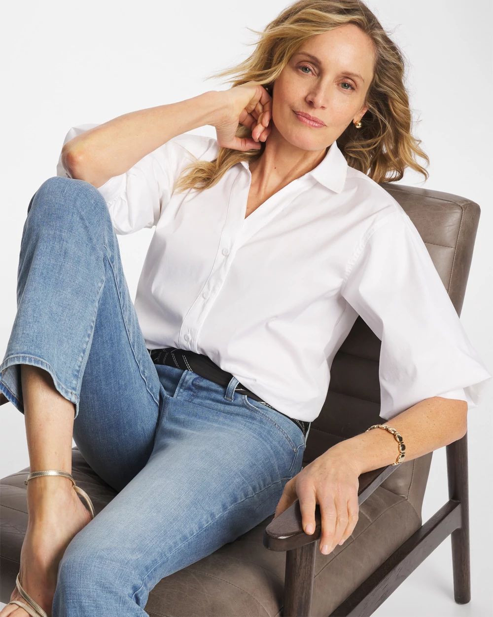 Poplin Billow Sleeve Blouse