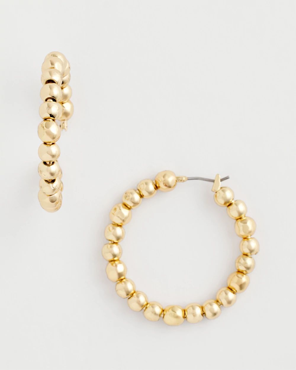 No Droop® Golden Beaded Hoop Earrings