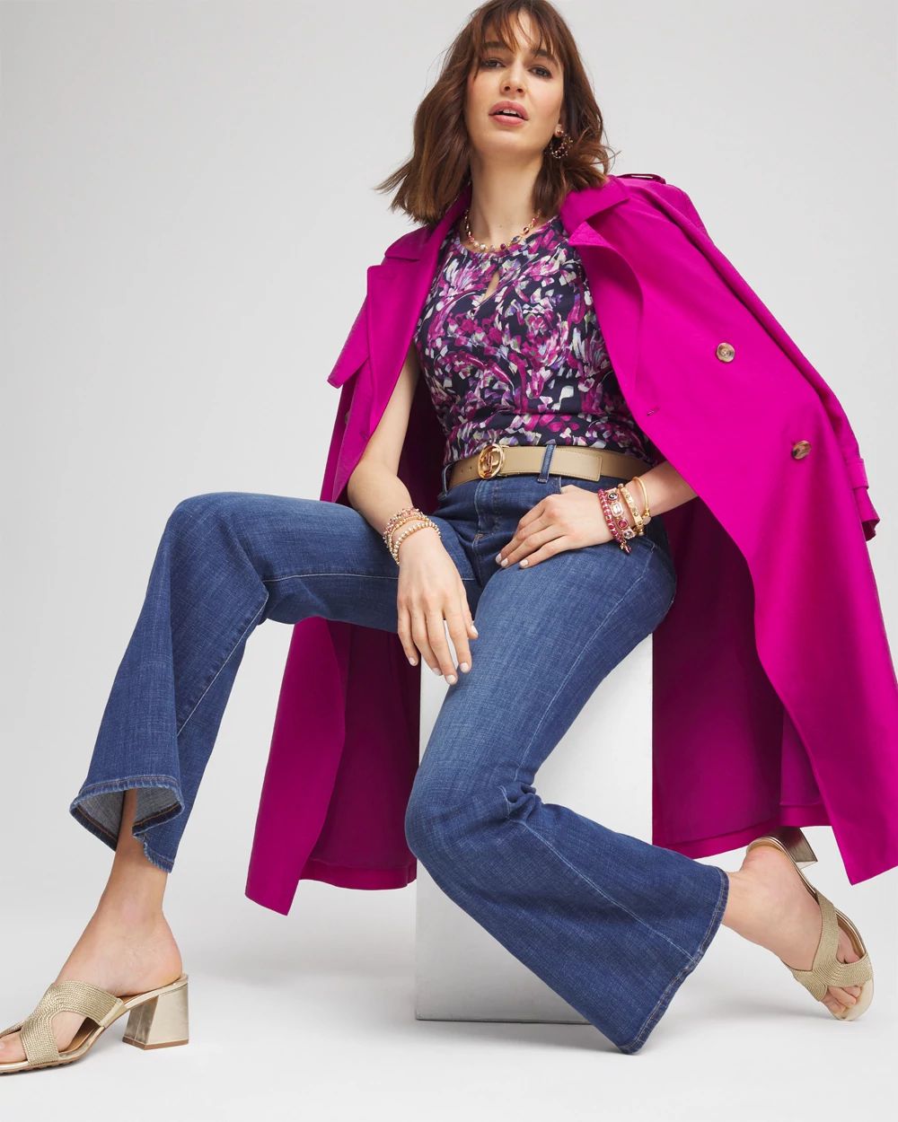 Abstract Slub Keyhole Neck Tee