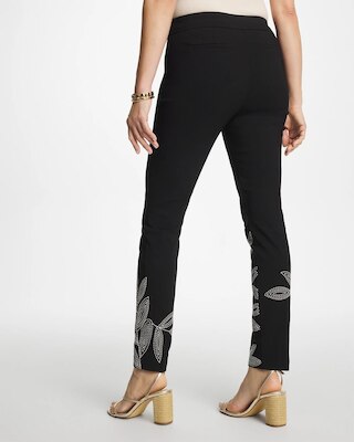 Floral Soutache Brigitte™ Slim Pull-On Ankle Pants click to view larger image.