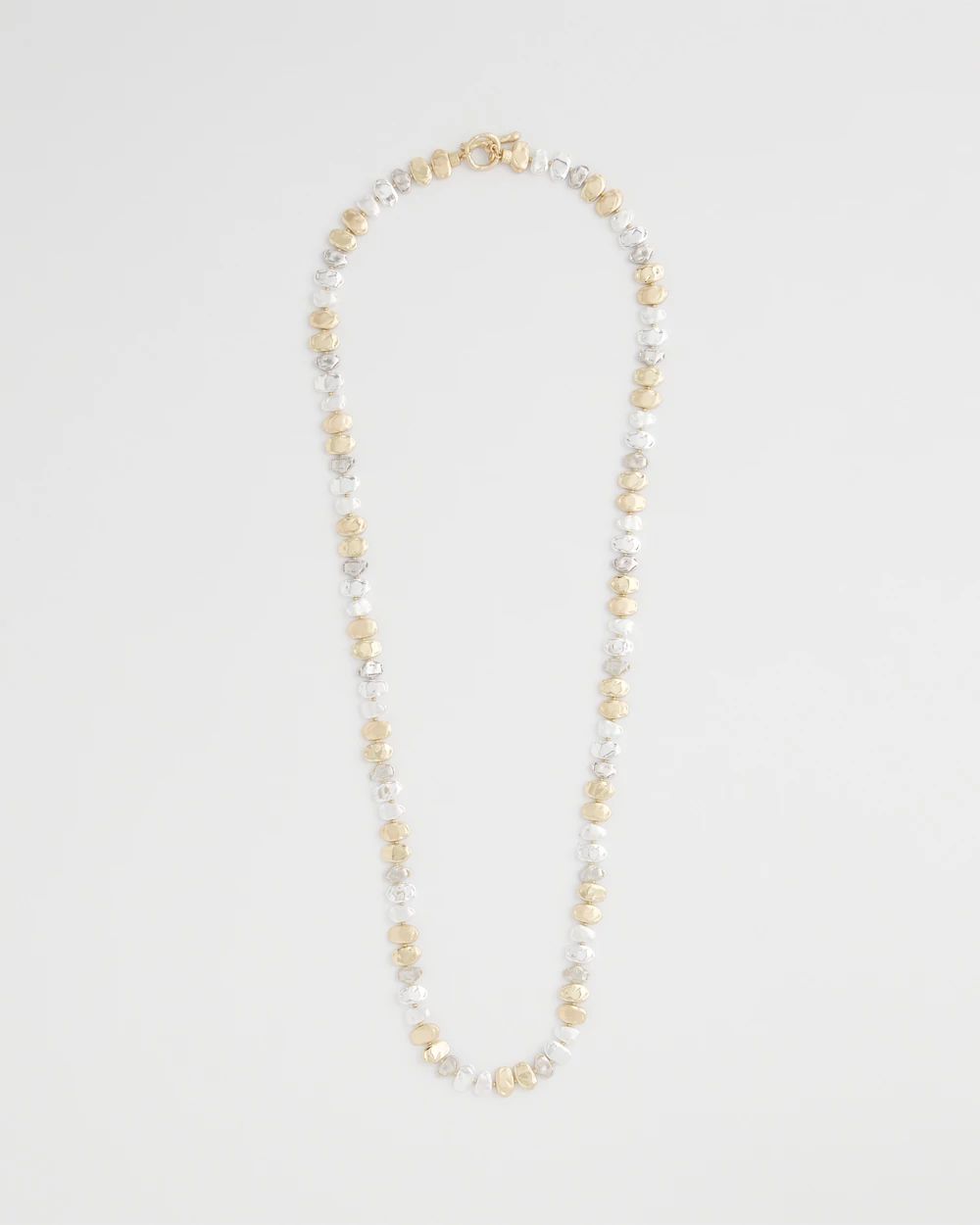 Mixed Metal Long Single Strand Necklace