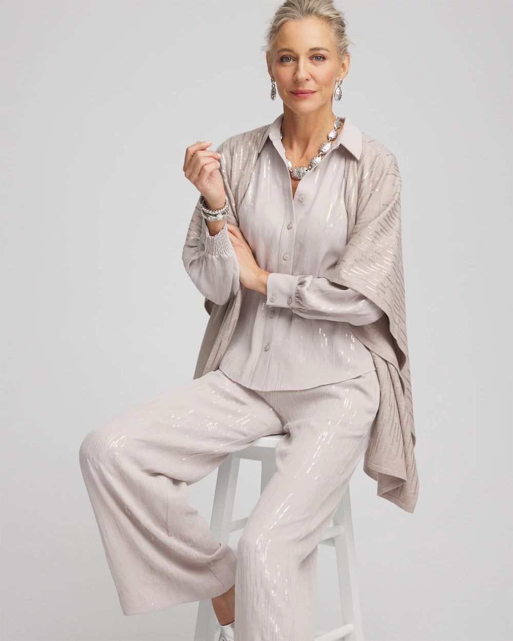 Sequined Satin Shirt click to view larger image.