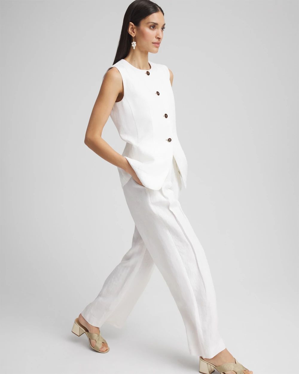 Linen Button-Front Shirt Vest click to view larger image.