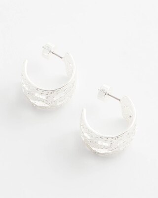 No Droop® Cutout Silvertone Hoop Earrings click to view larger image.