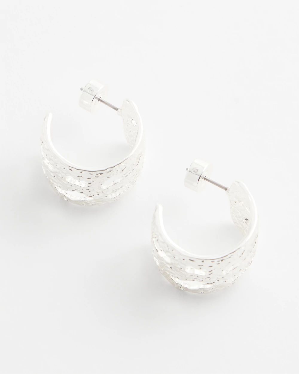 No Droop® Cutout Silvertone Hoop Earrings