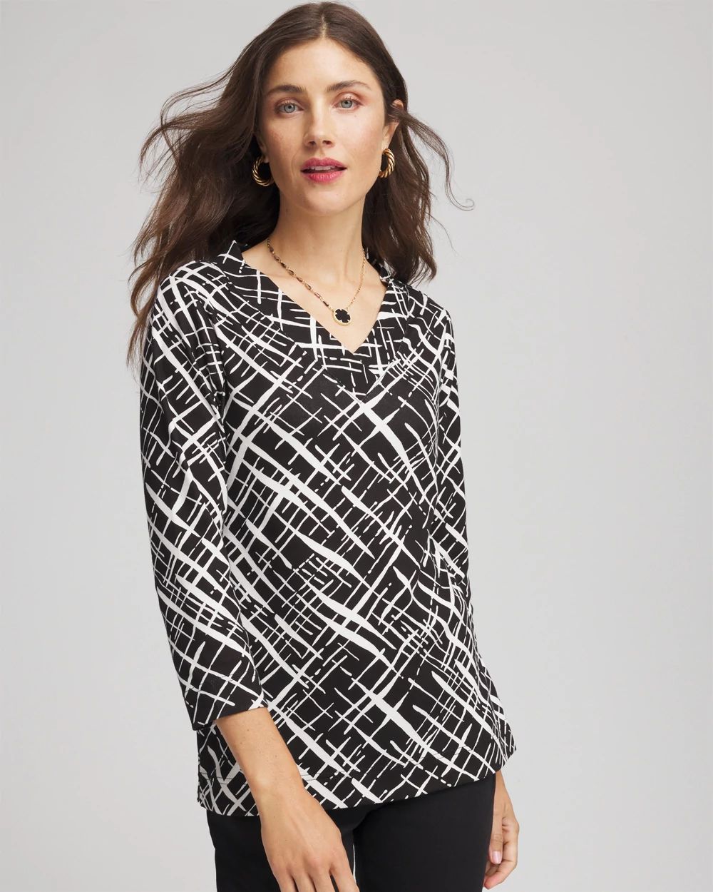 Printed Pima 3/4 Sleeve Tee