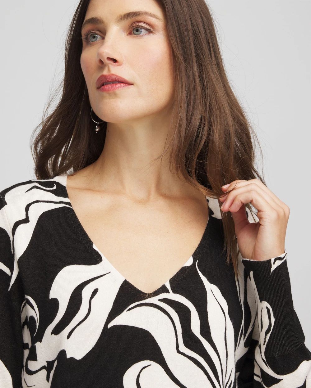 Ella Printed V-Neck Sweater click to view larger image.