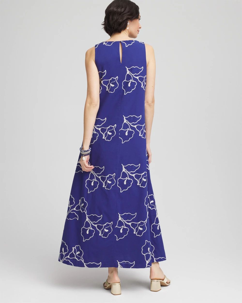 Embroidered Sleeveless Maxi Dress click to view larger image.