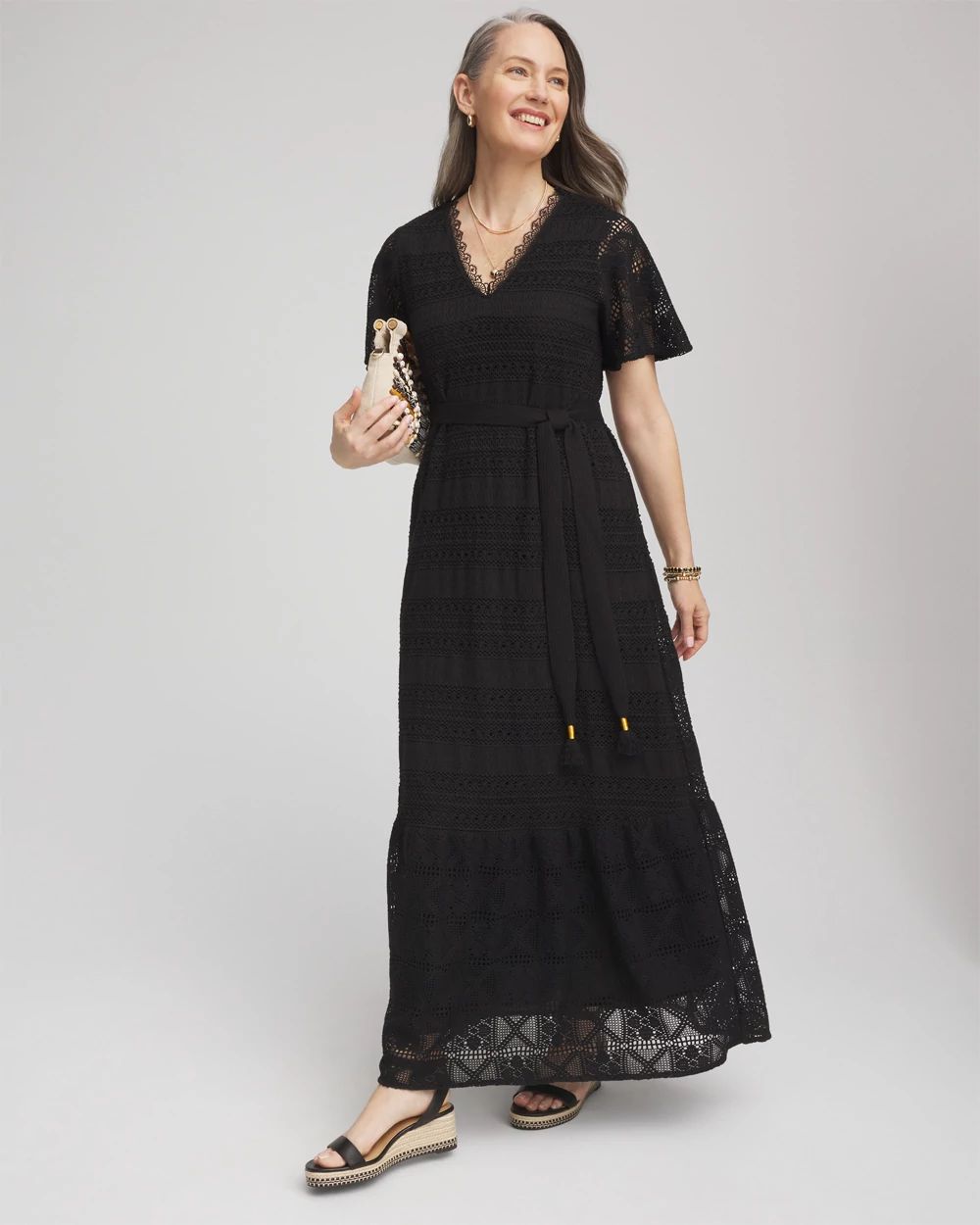 Petite Crochet-Lace Maxi Dress click to view larger image.