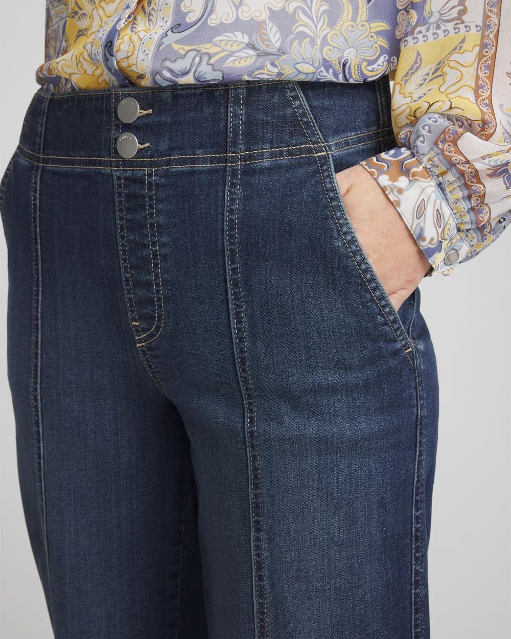 Pull-On Wide-Leg Jeans click to view larger image.