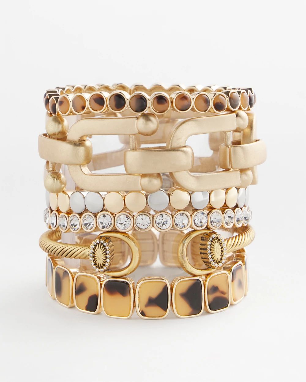 Tortoise Goldtone Round Stretch Bracelet click to view larger image.