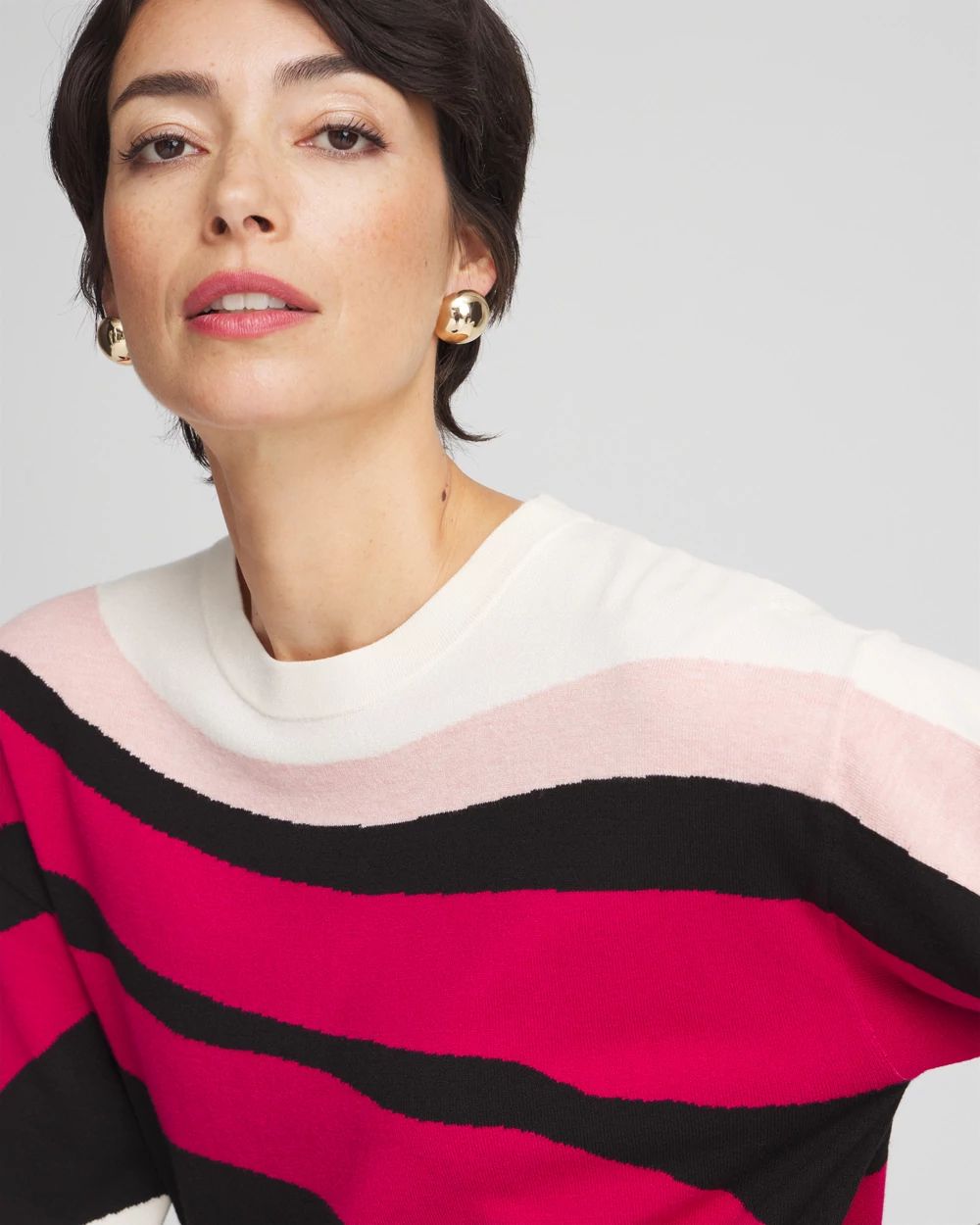 Colorblock Easy Pullover Sweater click to view larger image.