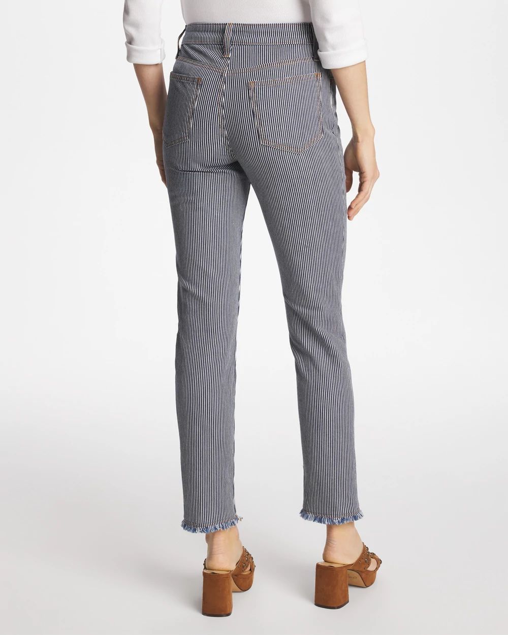 Pinnacle Stripe Girlfriend Ankle Jeans click to view larger image.