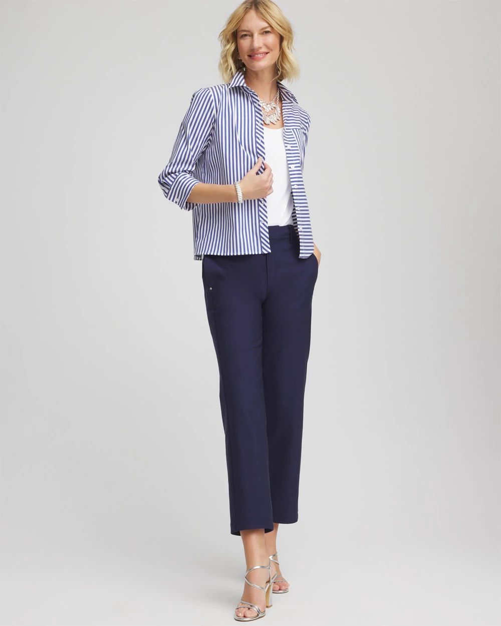 Stripe Mixing Poplin Shirt click to view larger image.
