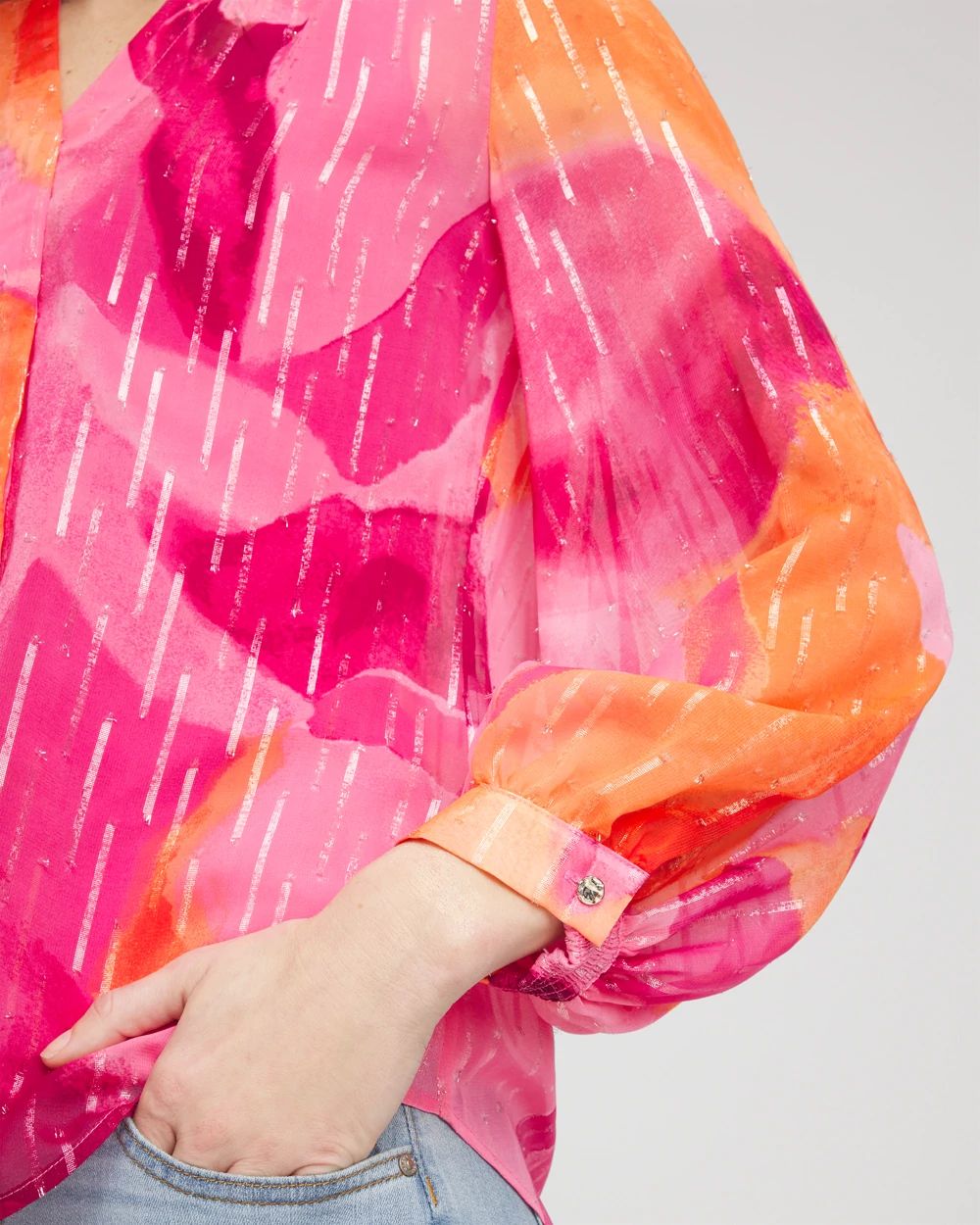 Watercolor Classic Fit Chiffon Blouse