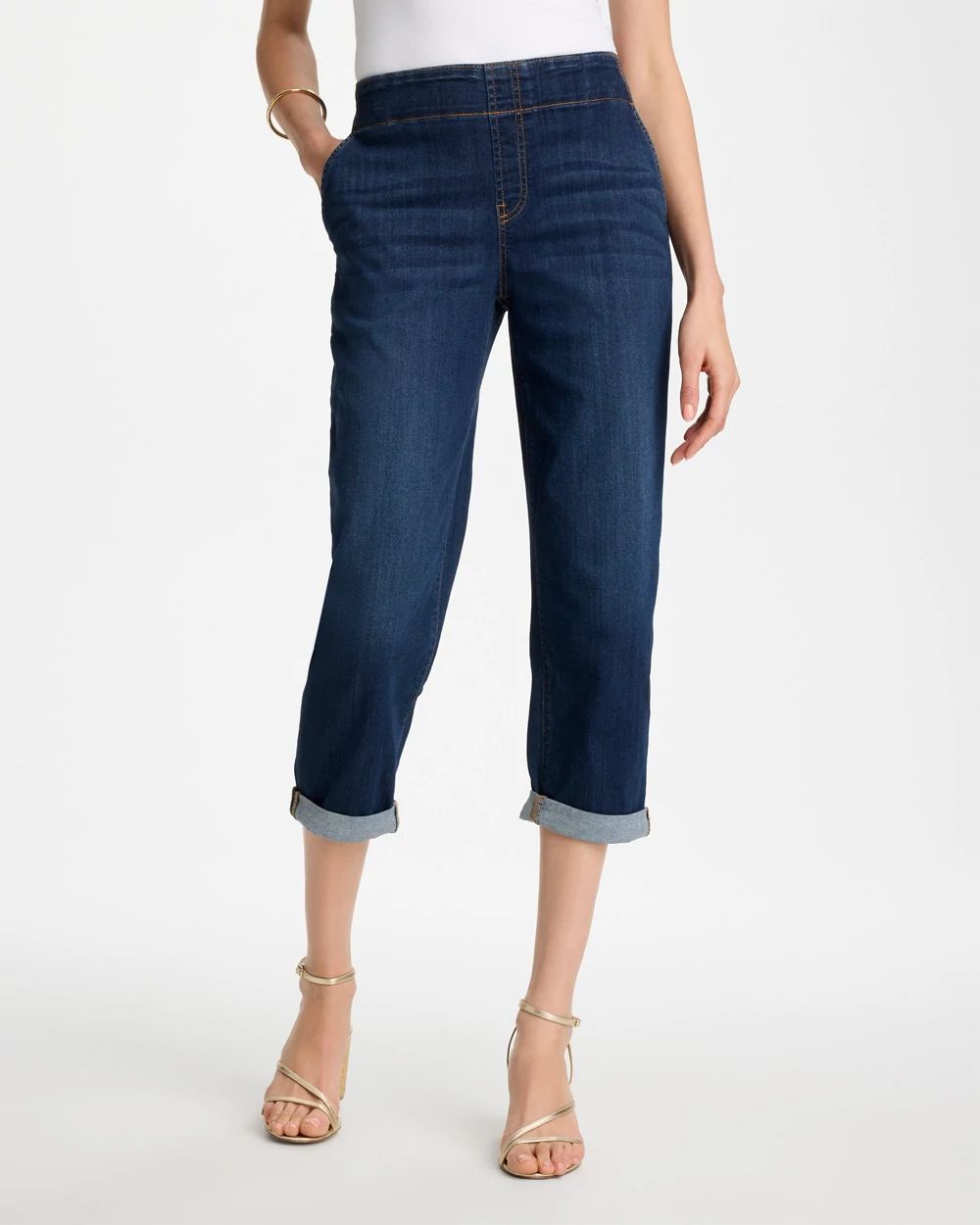 Pull-On Boyfriend Cropped Jeans
