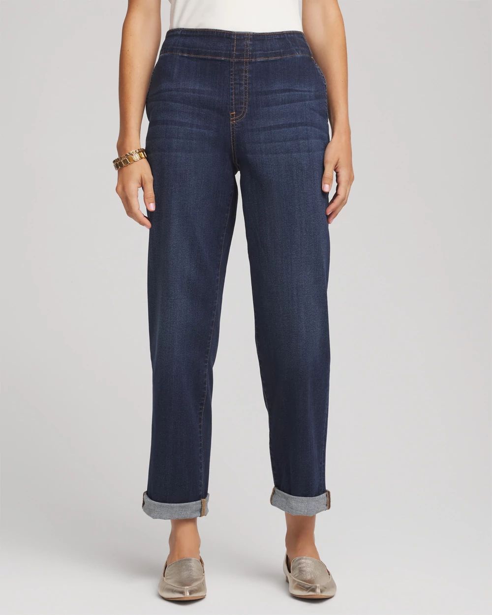 Pull-On Boyfriend Cropped Jeans
